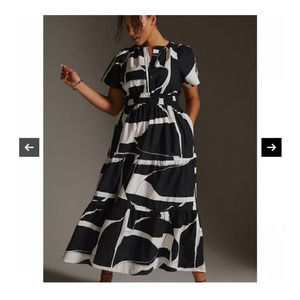 Maeve by Anthropologie The Somerset Maxi Dress Black & White Tiered Cotton Dress